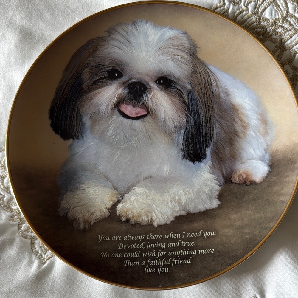 Faithful Friends Decorative Plate with Shih Tzu Design
